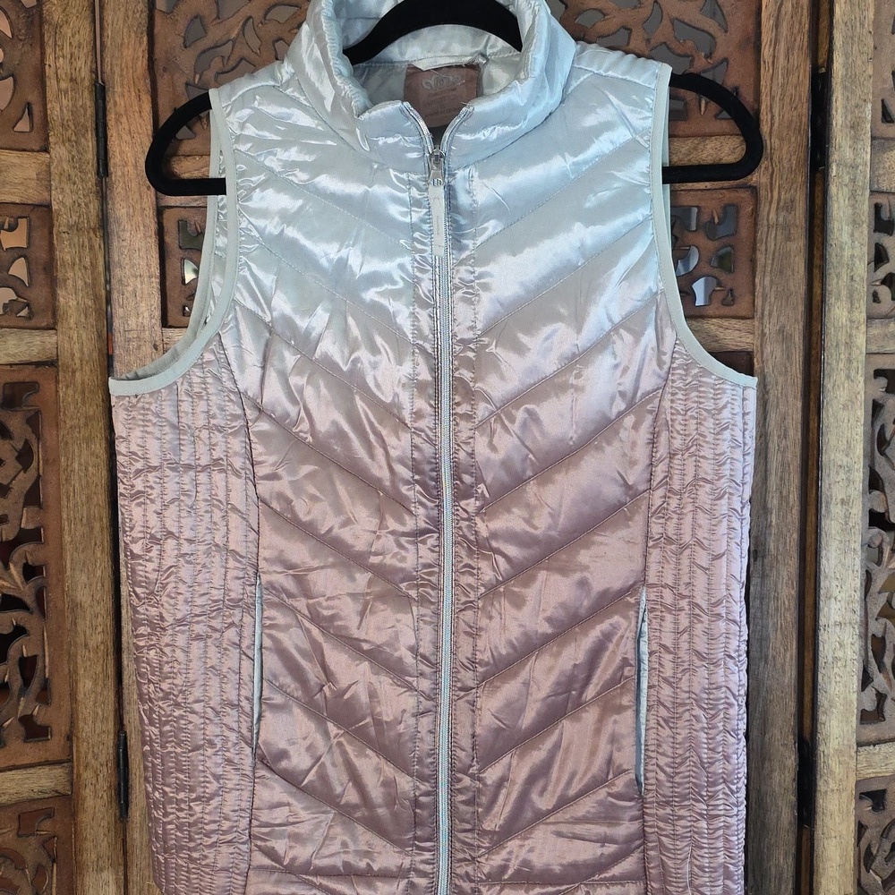 InMotion Silver and Pink Quilted Vest